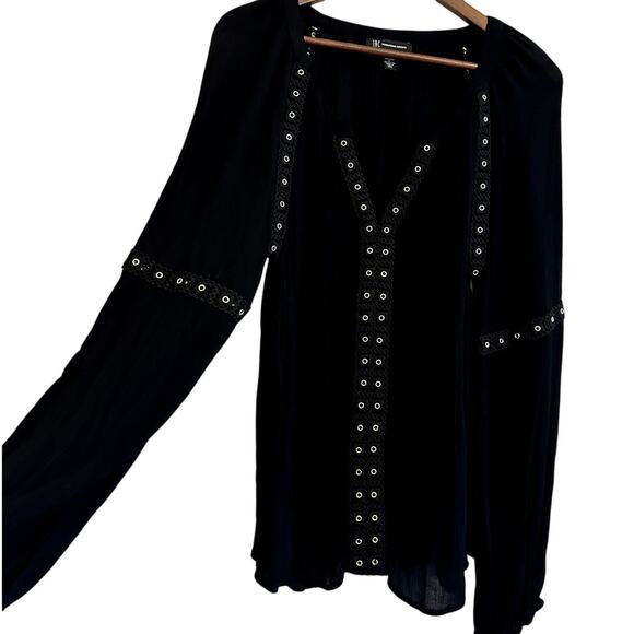 INC International Concepts Tops - INC International Concepts V-Neck Black Blouse Size M Witchy Whimsygoth Goth Alt